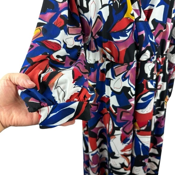 Eloquii Kimono Maxi Faux Wrap Dress Hawaiian Floral Long Sleeve Plus Size 18 - Picture 5 of 16